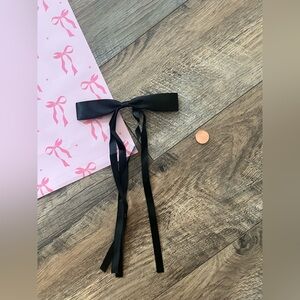Black hair bow with long ribbons
